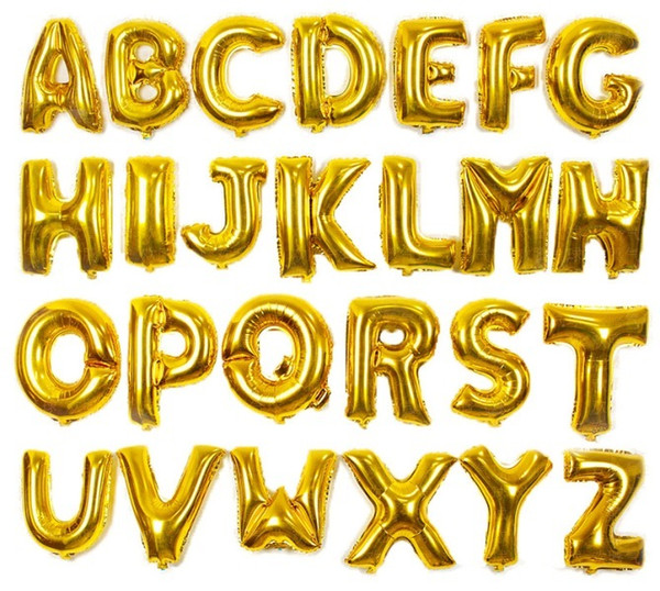 16 Inch Gold Silver Alphabet Number Helium Aluminum Foil Balloon 26 Letters 0-9 numbers Balloon Wedding Christmas Birthday Party