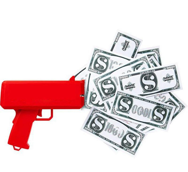 Make It Rain Money Gun Cash Cannon 100PCS Bills Fashion Party Gift Game Christmas Red Funny Pistol Toy Free Shipping