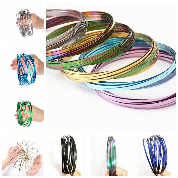 Metal Toroflux Rainbow Colorful Flow Ring Toy 10 Colors Holographic by While Moving Creates a Ring Flow Kinetic Toys OOA4717