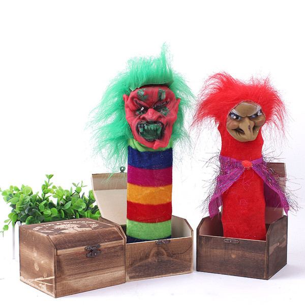 Shipping Whole person toy Evil funny Tricky toy Creative Funny birthday gift Scary Scared Wooden box grimace