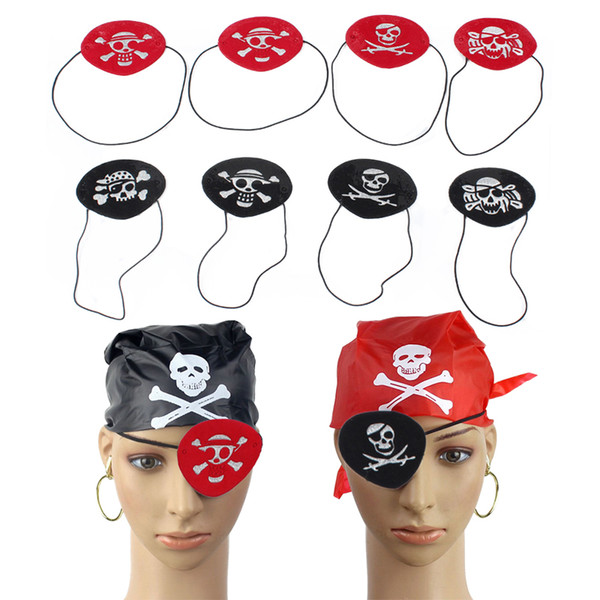 Red/Black Pirate Eye Patch Halloween Masquerade Supplies Skull Printed Cloth Cyclops Eye Mask Children Toys 0601686