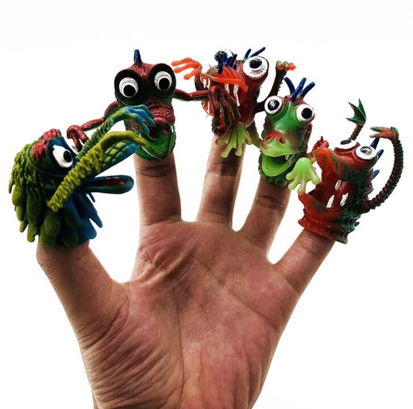 5pcs/set Vent Decompression Gift Toys Hot Sale Green PVC Monster Finger Set Children Finger Toys Halloween Game