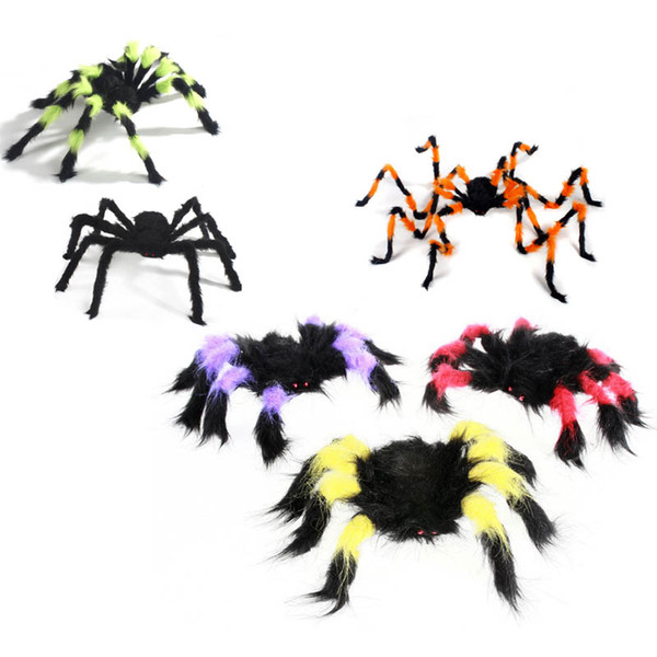 Wholesale- 75cm Large Size Plush Spider Made of Wire Plush Funny Toy for Party Bar KTV Halloween Decoration @ZJF