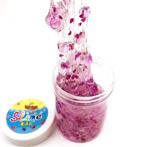 Hot Sale Purple Beads Clear Slime Light Fluffy Plasticine Supplies DIY Toys Soft Polymer Clay Lizun Modeling Putty Handgum For Children