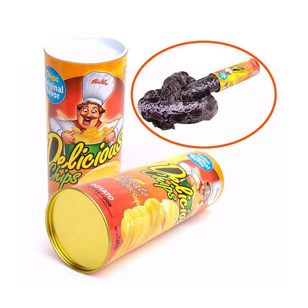 2017 PrettyBaby April Fool Day Halloween Party Decoration Novelty Funny Potato Chip Can Jump Spring Snake Joke Prank Trick Fun Joke in stock