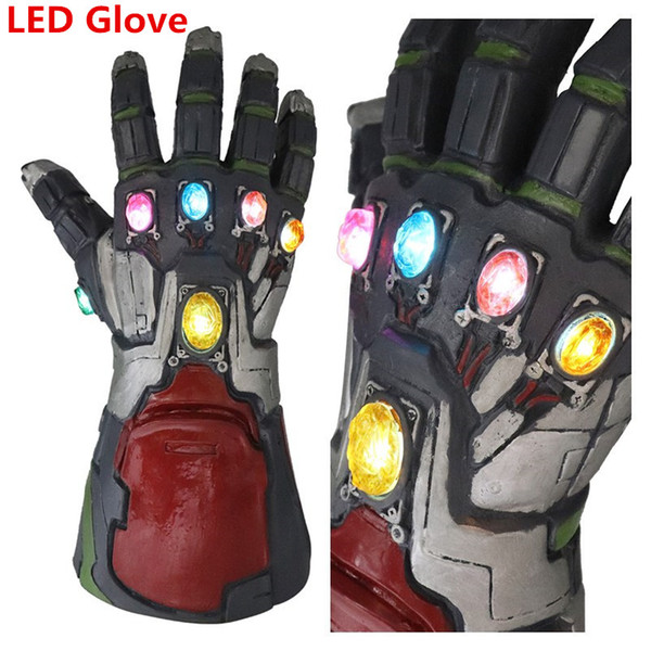 Avengers 4 Endgame Thanos Iron Man LED Luminous gloves 2019 New Children's adult Halloween cosplay Natural latex Infinity Gauntlet Toys C22