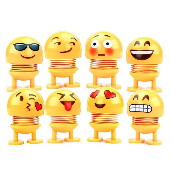 Shaking Head Toys Car Accessories Car Auto Interior Dashboard Emoji Ornaments Smiling Hanging Cute Head Nodding Doll Head Gift Car Interior