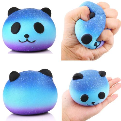 Cute Blue Sky Panda Cream Scented Squishy Slow Rising Squeeze Kid Toy Phone Charm Gift for Kids