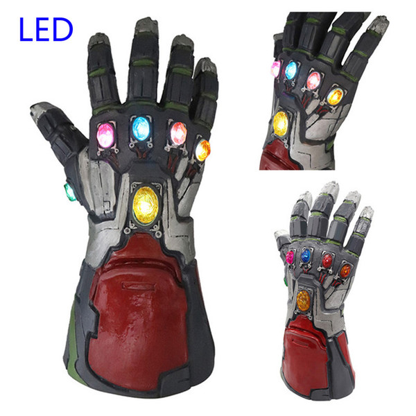 Avengers 4 Endgame Thanos Iron Man LED Luminous gloves Children's adult Halloween cosplay Natural latex Infinity Gauntlet Toys C11