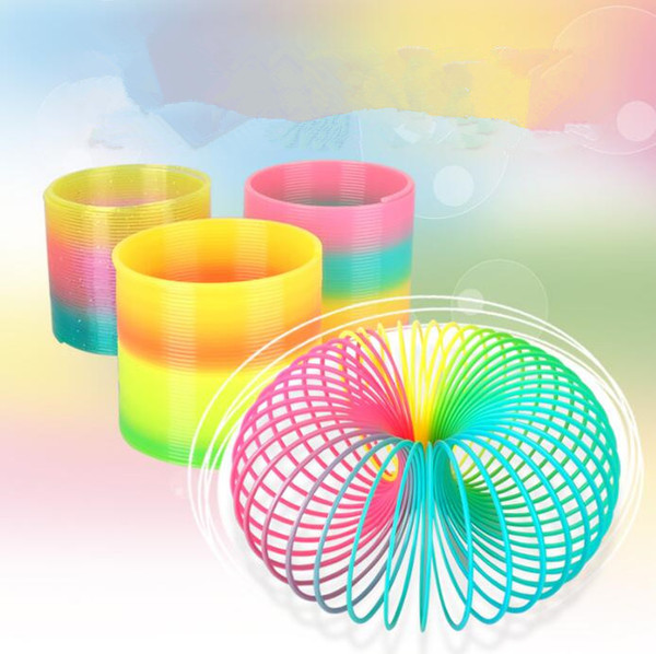 DHL 8.7*9cm Large Magic Plastic Slinky Rainbow Spring Kids Funny Toys Colorful Funny Classic Toy For Children Gift Hot Sale Magic Hoop