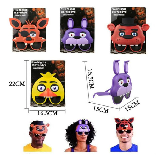 4 stks/set Vijf Nachten Op Freddy Masker Bril Figuur FNAF freddy foxy bonnie chica figuur speelgoed feestartikelen kids speelgoed