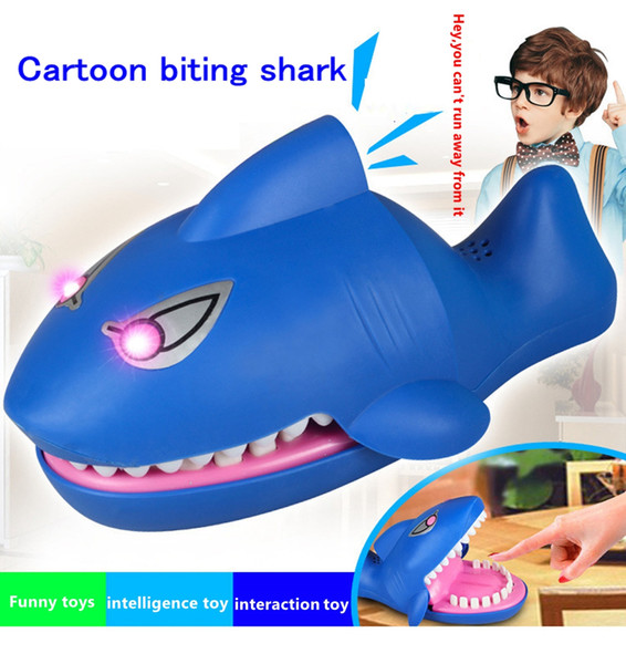 Bite Sharks Child Toy Jokes Novel Laughter Cartoon Tricky Fun Bite the hand Bite Finger Game Funny Toy with voice and red eyes light design