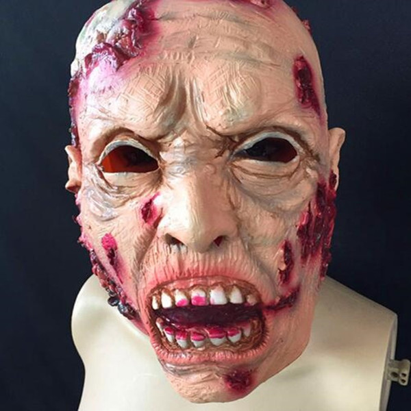 Halloween surprise biological crisis, zombie mask head rotten face brain horror ghost face zombie latex head