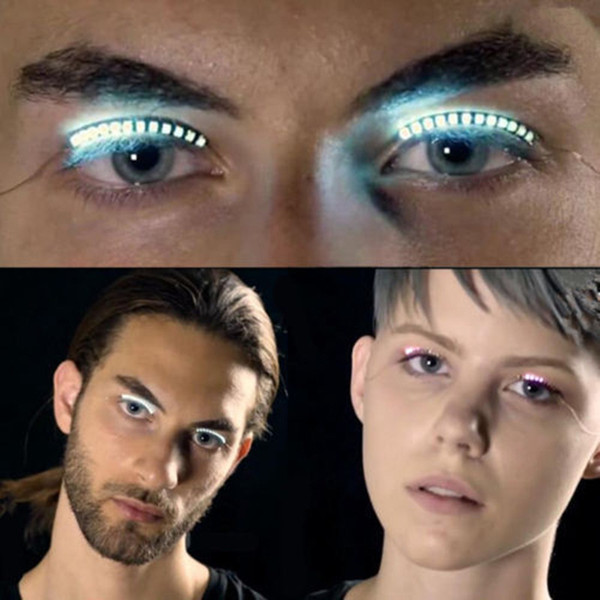 Halloween Supplies LED luminous eyelash lamp Luminous double eyelid sticker gift carnival voice controlled LED Nightclub DJ Deco Eyelash