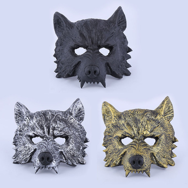 3styles Wolf Rubber Mask Creepy Masquerade Halloween Chrismas Easter Party Cosplay Costume Theater Prop Grey Werewolf Wolf Face Mask FFA1986