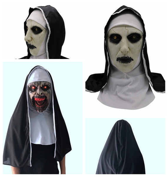 The Nun Cosplay Mask LED Light Mask Costume Latex Prop Helmet Valak Halloween Scary Horror Conjuring Scary Toys Party Costume MMA933 36pcs