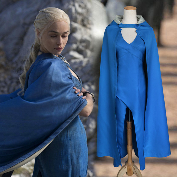 Game of Thrones Cosplay Show Costume Blue Dress Cloak 5 Sizes Christmas Halloween Party Costume Christmas gift