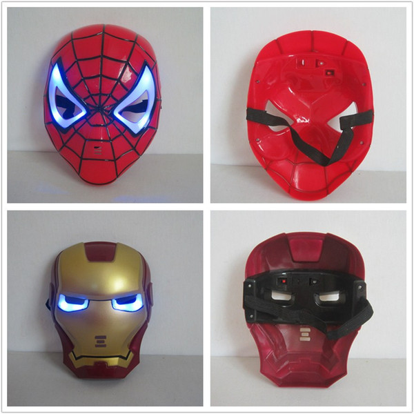 HOT 2016 NEW Batman Spiderman Iron Man Hulk & Captain Americas Marvel Avengers Masks All have LED lights 100PCS/lot EMS Free Shiipping