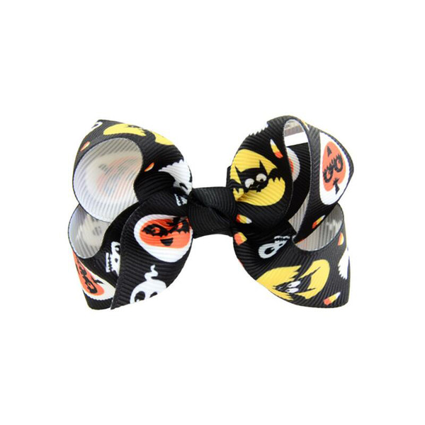 3 inch Baby Halloween Grosgrain Ribbon Bows WITH Clip Girls Kids Ghost Pumpkin Baby Girl Pinwheel Hair Clips Hair Pin Accessories