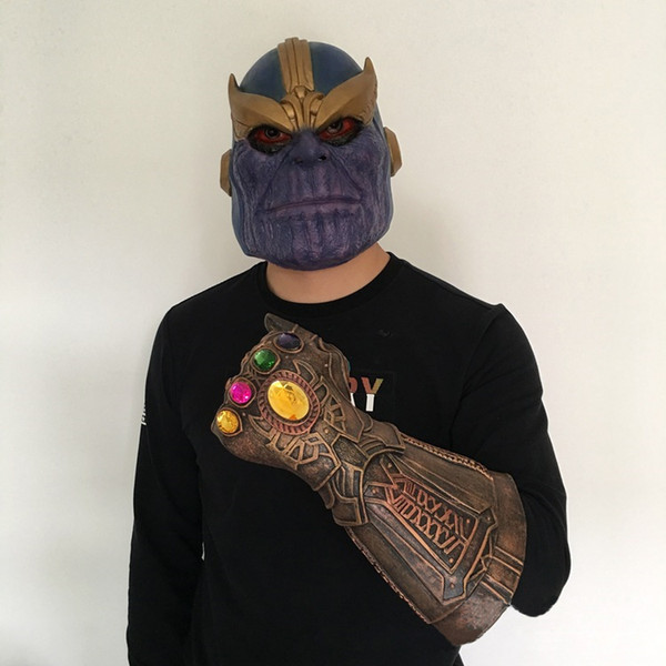 Marvel Avengers 3 Infinity War Thanos Mask Infinity Gauntlet Infinity Gloves Halloween Cosplay Toys Halloween Mask Latex Gloves Mask LA759