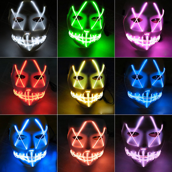 Led Halloween Mask EL Wire Light UP Glowing Mask Masquerade Cosplay Costume Party Festival Christmas Prom Mask