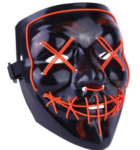 Hot LED Light Mask Up Funny Mask from The Purge Election Year Great for Festival Cosplay Halloween Costume New Year Cosplay DHL Free