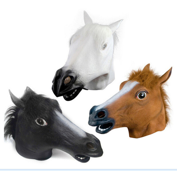 new Creepy Horse Mask Head Halloween Costume Theater Prop Novelty Latex Rubber