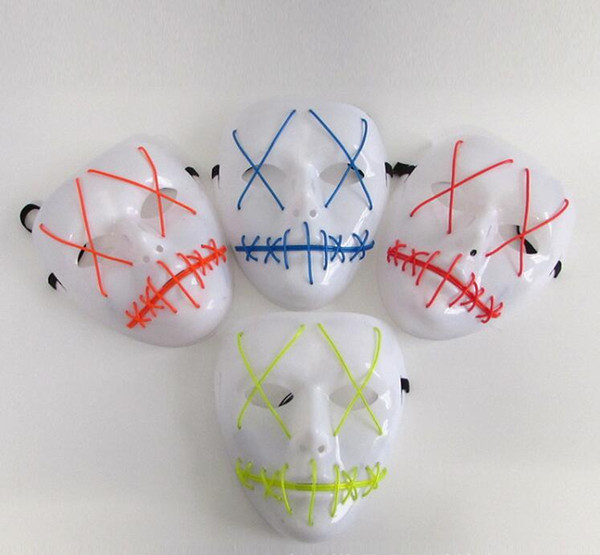 LED Halloween Ghost Masks The Purge Movie EL Wire Glowing Mask Masquerade Full Face Masks Halloween Costumes Party Gift