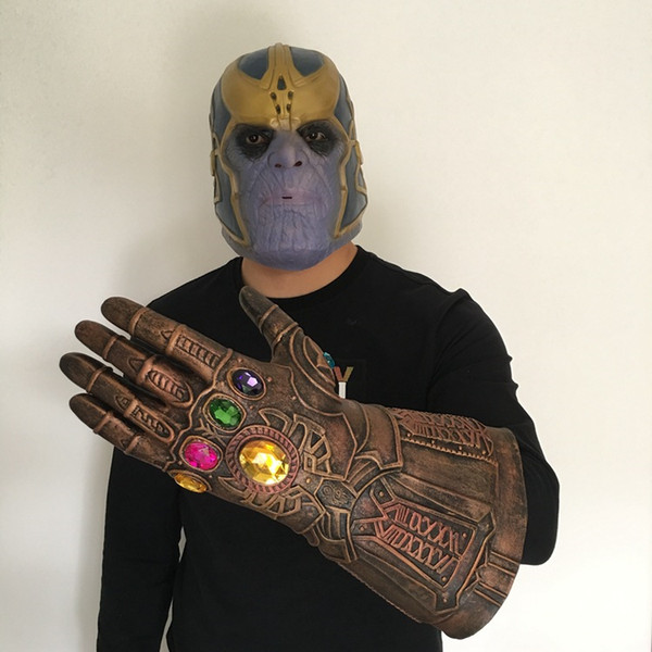 Marvel Avengers 3 Infinity War Thanos Mask Infinity Gauntlet Infinity Gloves Halloween Cosplay Toys Halloween Mask Latex Gloves Mask LA759