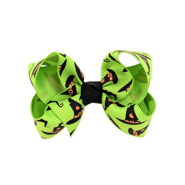 Newest 3 inch Baby Halloween Grosgrain Ribbon Bows WITH Clip Girls Kids Ghost Pumpkin Baby Girl Pinwheel Hair Clips Hair Pin Accessories