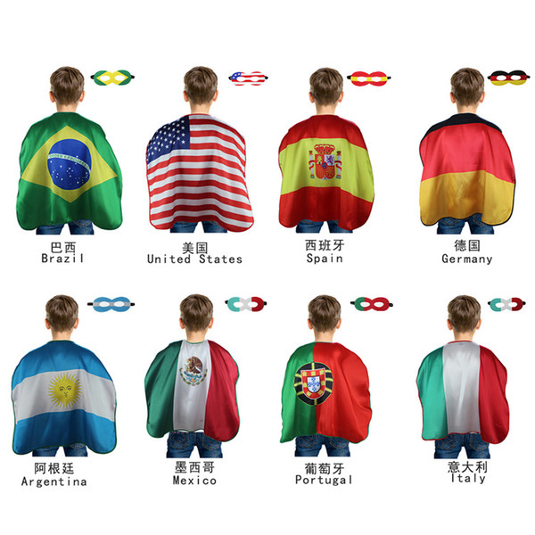 8 countries Brazil Flags Child Wrap Shawl Eyepatch Mask Cape World Cup Russia 2018 Soccer Fans Stadium Celebrate Supporters Gifts A9409
