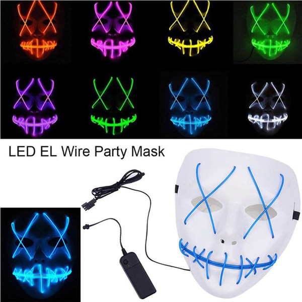 LED Full Face Masks Purge Movie DJ Party Halloween Costume Horror Cosplay Halloween