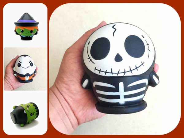 Halloween Squishy Green Zombie Skull Venom Man Decompression Toy Halloween Wizard Bear Squishies Slow Rising Novelty PU Kids Toy