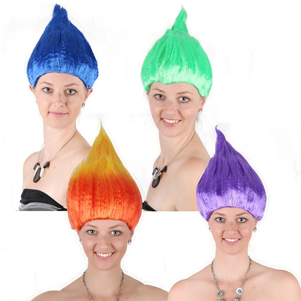 Trolls Wig Cosplay Wig Halloween Wigs Colorful Troll Costume Hair Unisex Halloween Cosplay Decorations for Children and Adults OTH679