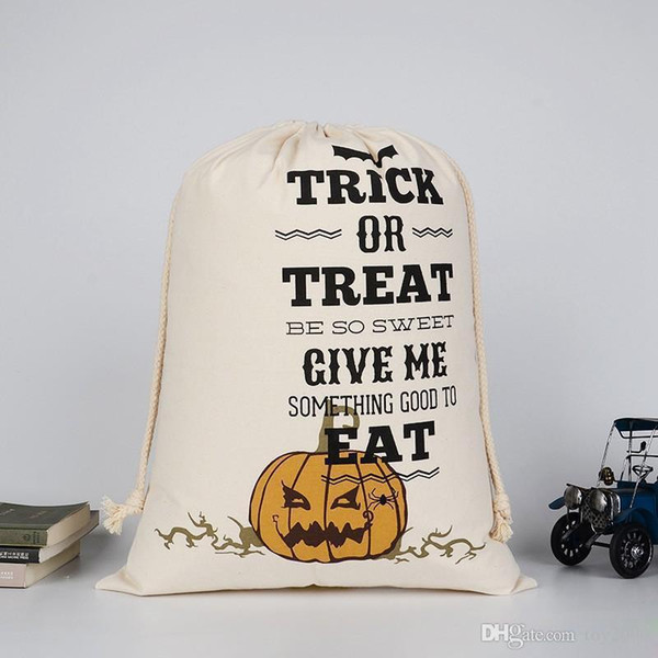 8 Design Halloween candy bag Large Canvas bags cotton Drawstring Bag With Pumpkin devil spider Hallowmas Gifts Sack Bags 36*48cm kids toys