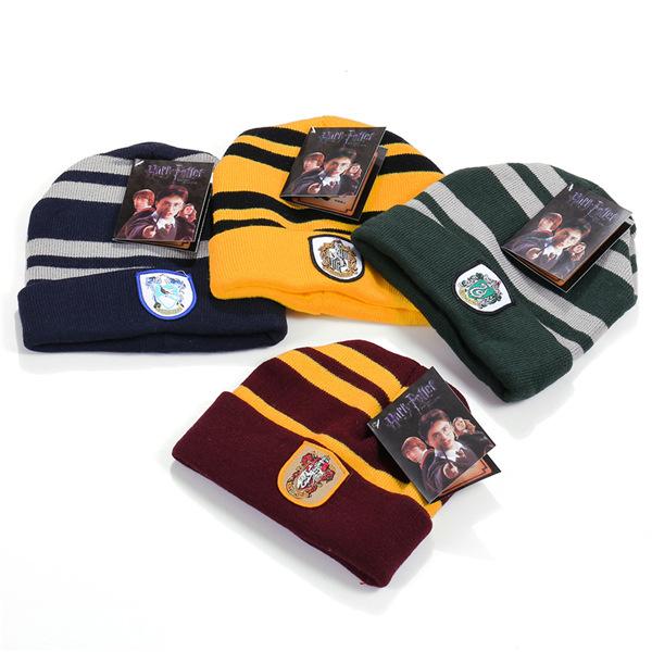 Harry Potter Hat Kids Striped Badge Gryffindor/Slytherin/Hufflepuff/Ravenclaw Winter Warm Knitted Wool School Children College Ravenclaw Cap