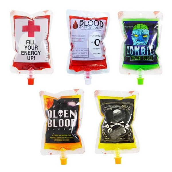 250ml Halloween cosplay Blood Bag Juice Energy Drink Bag Halloween event Party supplies Pouch Props Vampires Reusable Package WITHOUT liquid