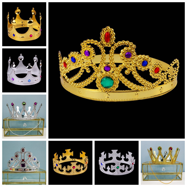 King Queen Tiara Crown Princess Prince Crown Hats Gold Silvery Color Costume Kids Party Favors RTDD2548