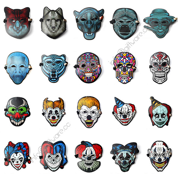 Halloween LED Voice control light up mask toys Cosplay Glowing party Cool Luminous Flash Prop Masquerade Masks Carnaval Sound Reactive