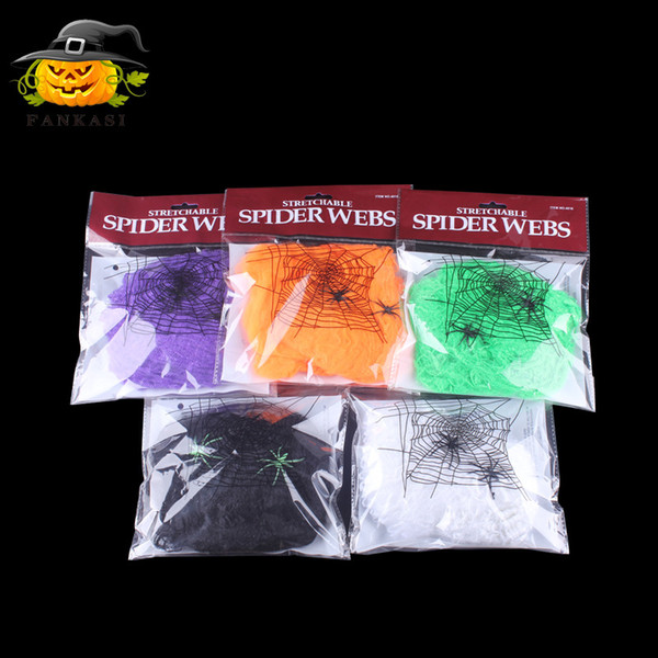 Halloween Scary Party Scene Props White Stretchy Cobweb Spider Web Horror Halloween Decoration For Bar Haunted House 0601816