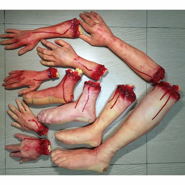 10PCS Halloween Horror Props Bloody Hand Haunted House Party Decoration Scary Hand Finger Leg Foot Brain Heart AIJILE