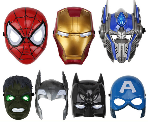 LED Masks Children Animation Cartoon Spiderman Iron Man Transformers Light Mask Masquerade Full Face Masks Halloween Costumes Party