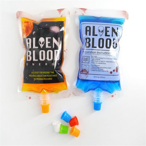 250ml Halloween cosplay Blood Bag Juice Energy Drink Bag Halloween event Party supplies Pouch Props Vampires Reusable Package 15lots