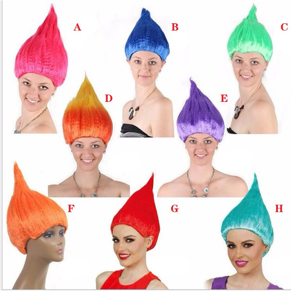 Trolls Wig Cosplay Wig Halloween Wigs Colorful Troll Costume Hair Unisex Halloween Cosplay Decorations for Children and Adults OTH679