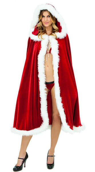 Halloween costume Red Long Velvet Christmas Hooded Cloak Bridal Cloaks Stage costume prop BAR Group Sex