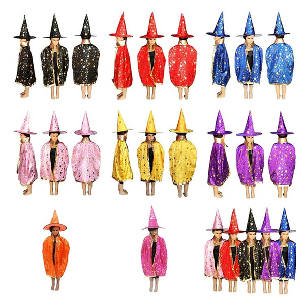 Hot Halloween Five-pointed Star Cloak Children's Party Performance Clothing Wizard Witch Cloak Cap Masquerade Party Supplies T7I358