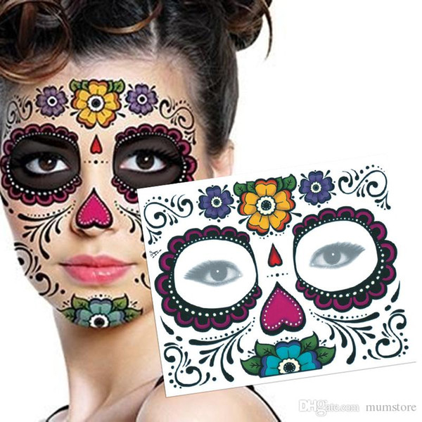Christmas party Facial day of the dead faced tattoo Halloween Supplies and masquerade ball must, waterproof Temporary Face tattoo sticker
