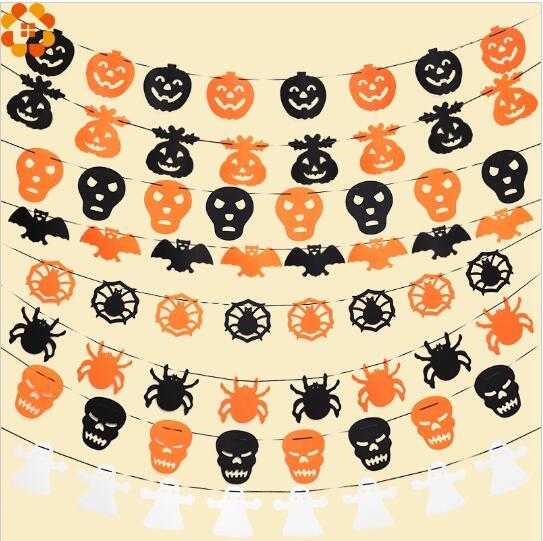 Halloween Party!1Set 3M Halloween Flag DIY Non-woven Garland Floral Bunting Banners Home Decor Halloween Party Decoration