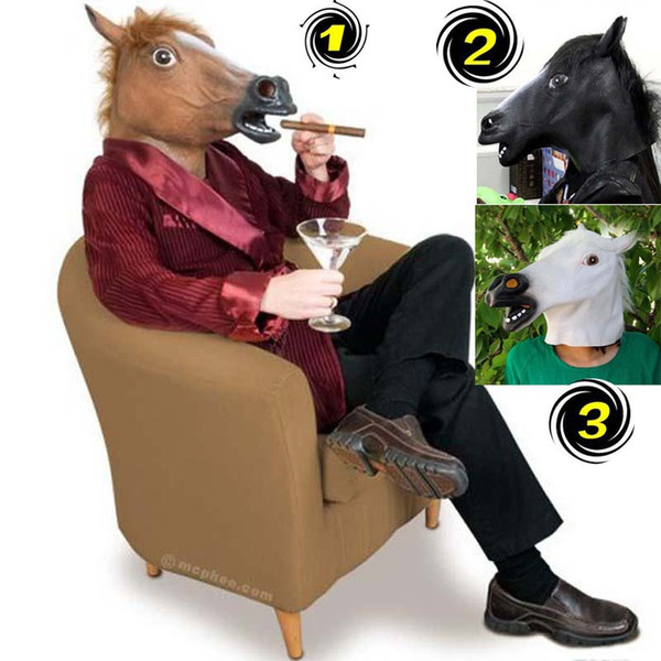 Creepy Horse Mask Head Halloween Costume Theater Prop Novelty Latex Rubber Party Masks horse head latex mask C21