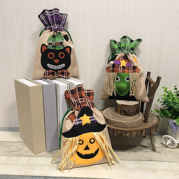 Halloween Decoration Tote Bag Children Kids Festival Candy Bag Witch Pumpkin Drawstring Bag Party Show Baby Gift T178